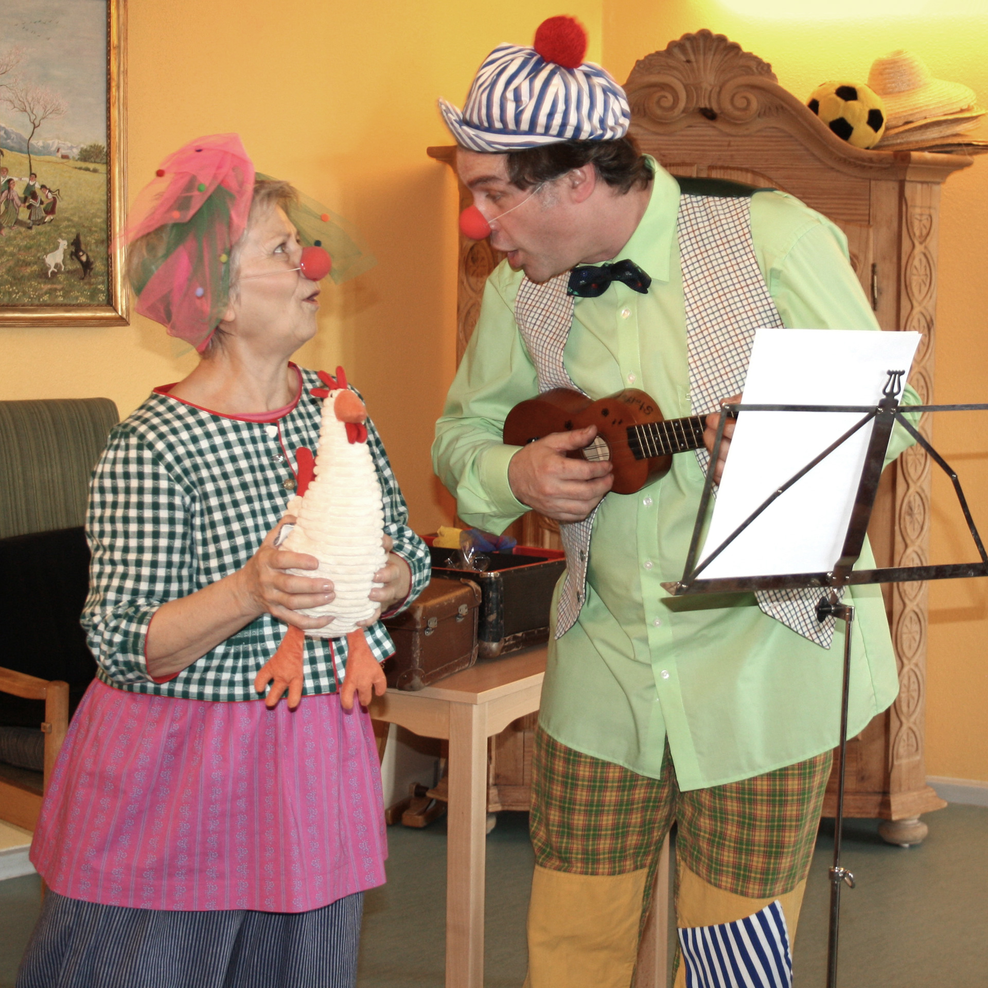 Die beiden Altenpflege-Clowns Pippa und Stoffelino